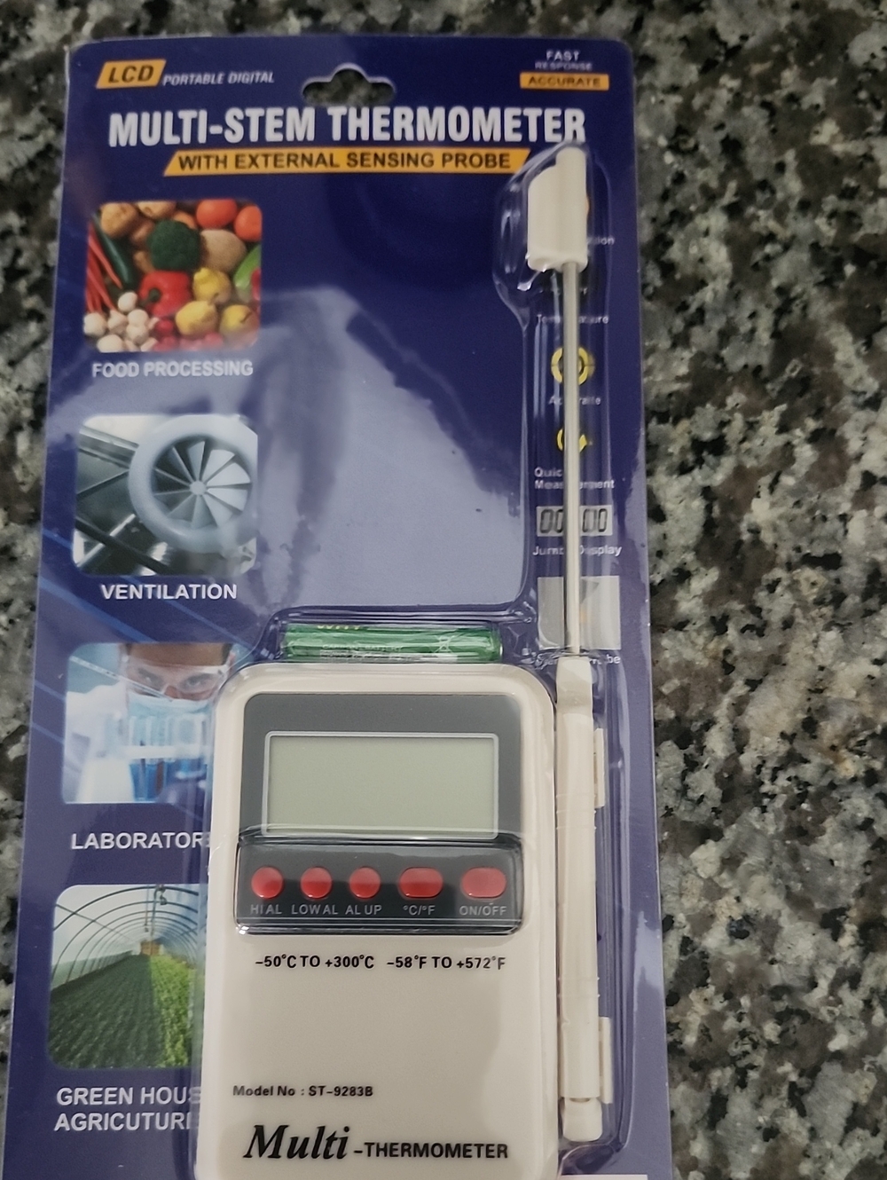 Multi-Stem Digital Thermometer with External Probe - White